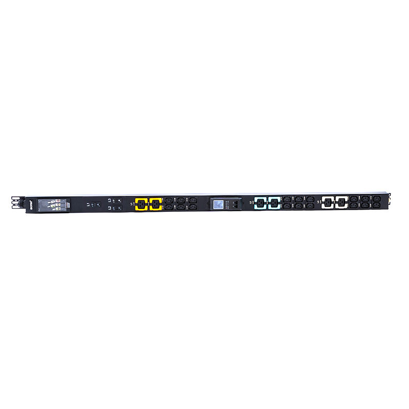 24 prese Prese trifase IEC C13 e C19 con serratura Interruttore automatico magnetico a liquido da 1,5U PDU rack con contatore RS485 verticale sostituibile a caldo