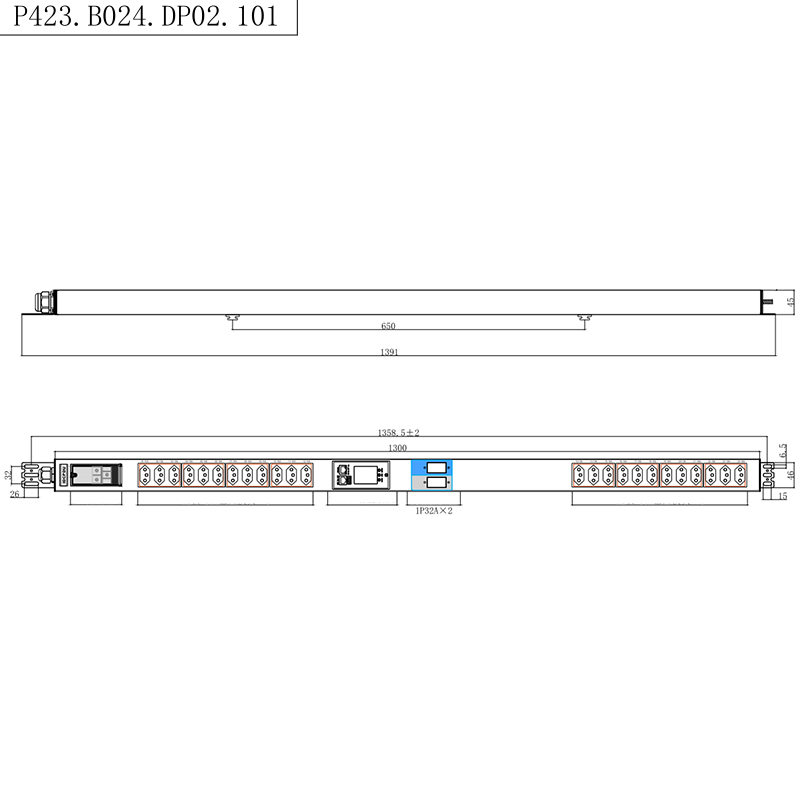 Prese brasiliane 24 prese PDU smart rack TCP/IP verticale con interruttore magnetico per liquidi da 1,5 U