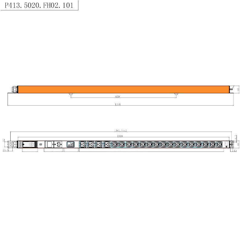 20 prese IEC C13 Prese con serratura IEC C19 Protezione contro le sovratensioni hot swappable da 1,5U Unità di distribuzione dell'alimentazione in rack con contatore verticale RS485