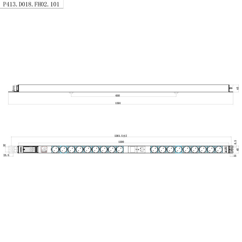 PDU rack misurato RS485 hot swappable con 18 prese Germania 1U con protezione da sovratensione