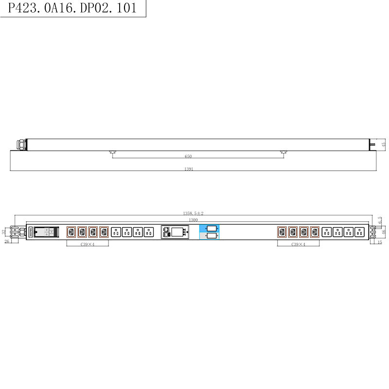 16 prese IEC C13 C19 e prese USA Interruttore automatico magnetico per liquidi 1,5U PDU verticale per rack intelligente TCP/IP