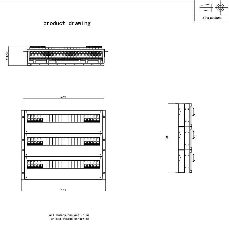 Pdu rack orizzontale 9U Breaker grigio