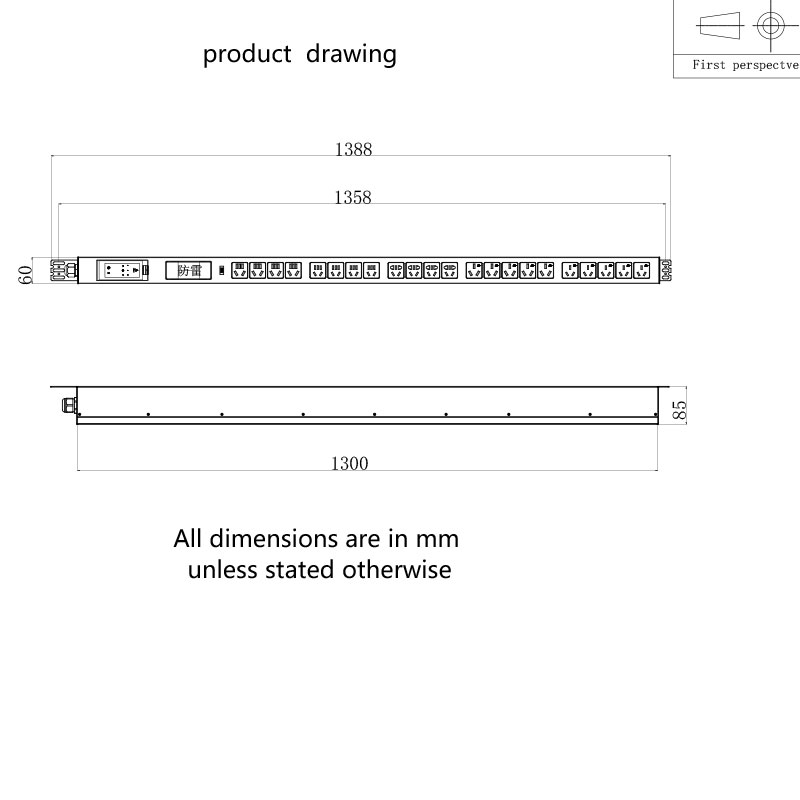 Pdu commutata per rack con protezione da sovratensione con indicatore verticale a 22 uscite