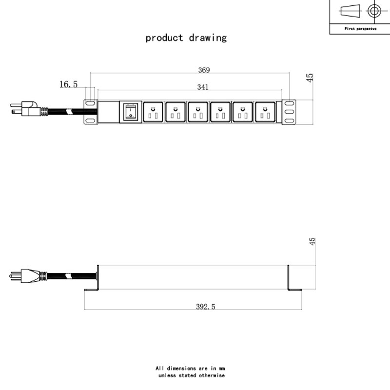 Pdu rack commutato orizzontale USA a 6 vie 1U