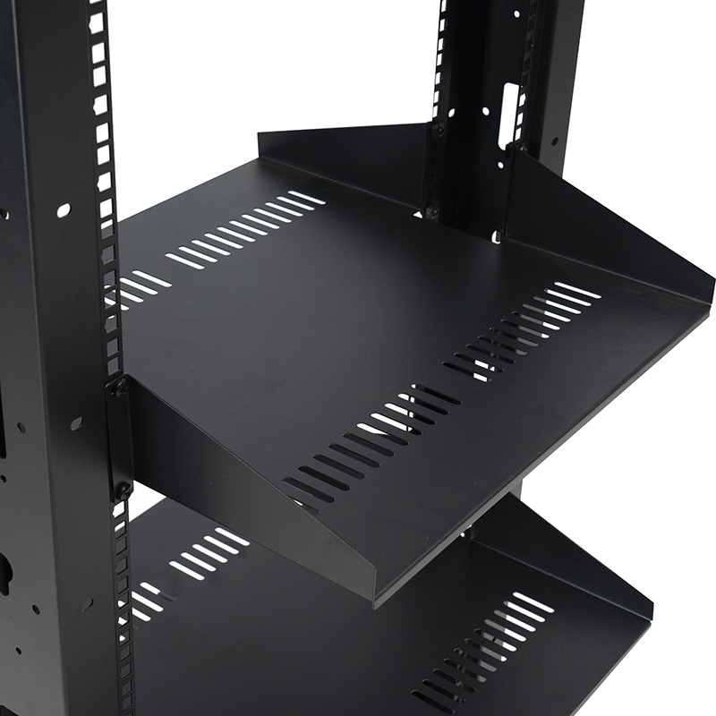 Rack aperto standard a 2 montanti con ripiano a sbalzo Nero 18U-47U