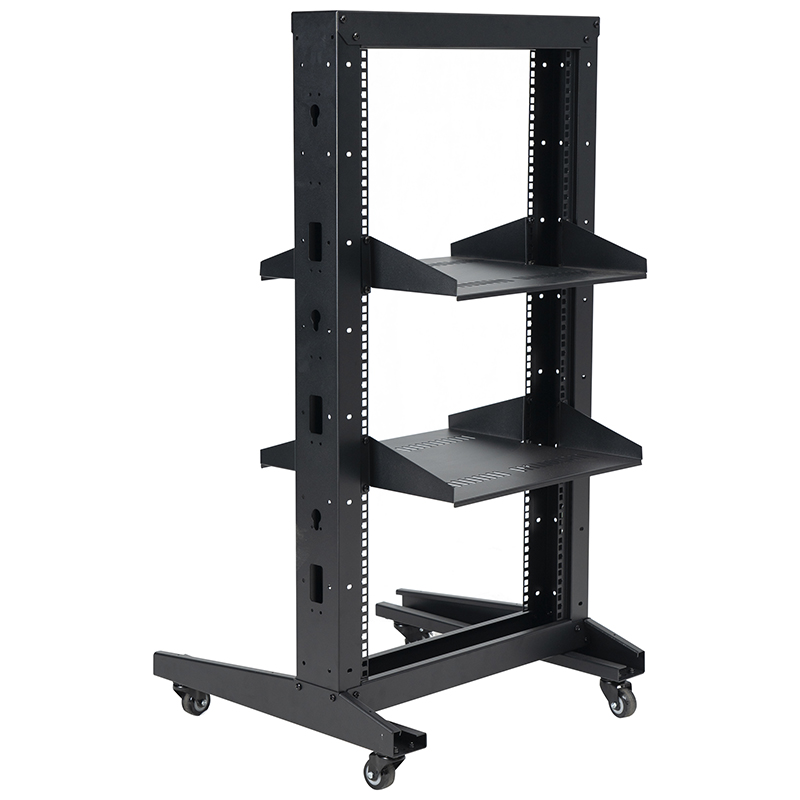 Rack aperto standard a 2 montanti con ripiano a sbalzo Nero 18U-47U