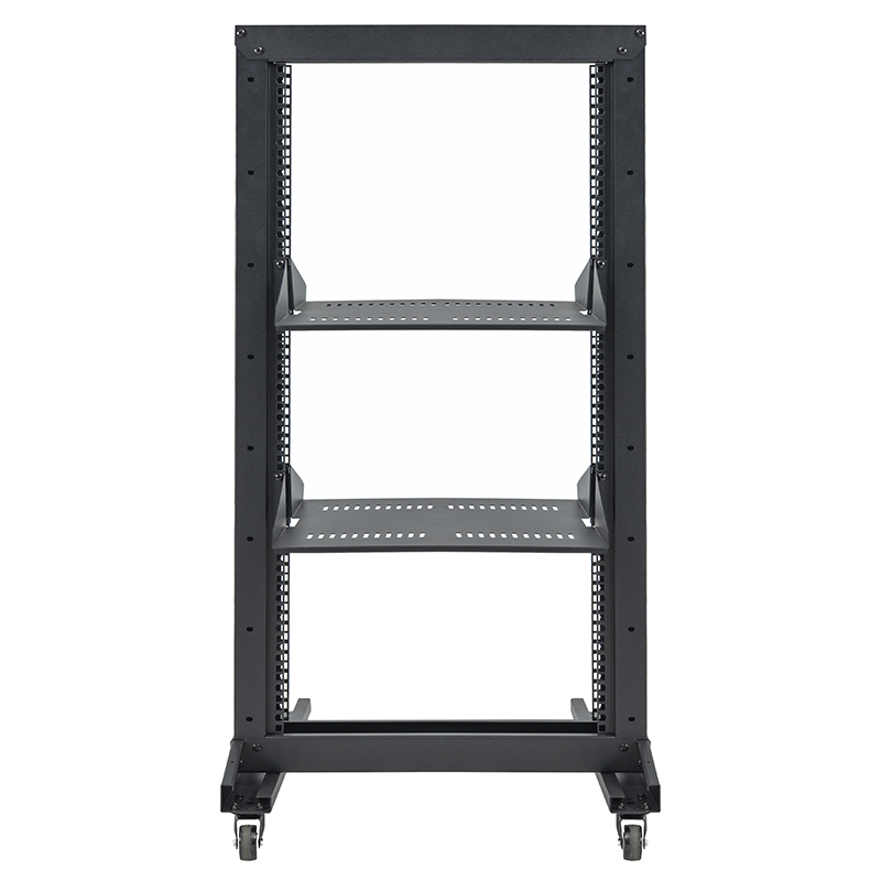 Rack aperto standard a 2 montanti con ripiano a sbalzo Nero 18U-47U