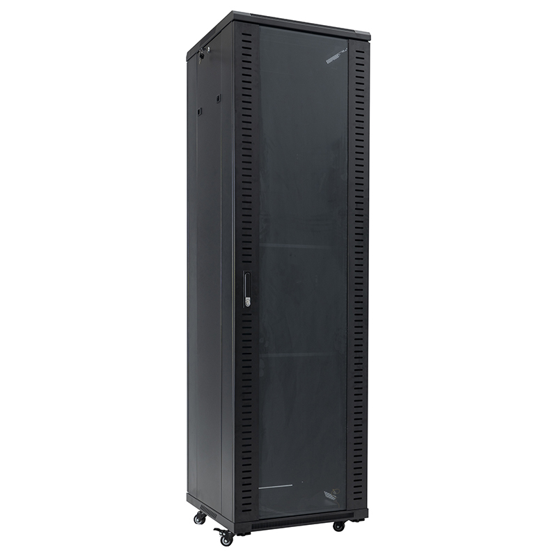 Armadio rack per server con anta singola anteriore in vetro/anta singola posteriore cieca 18U-42U nero