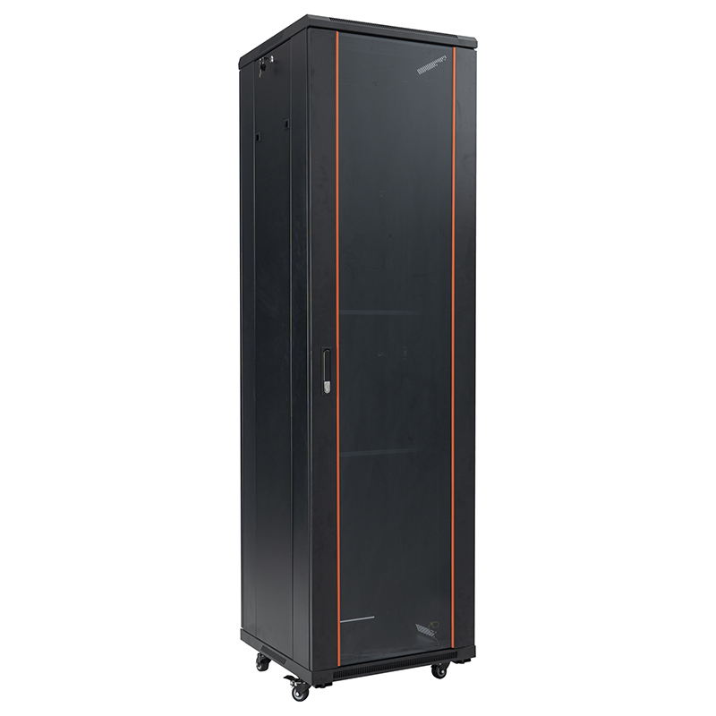 Armadio rack per server con anta singola anteriore in vetro/anta singola posteriore cieca 18U-42U nero