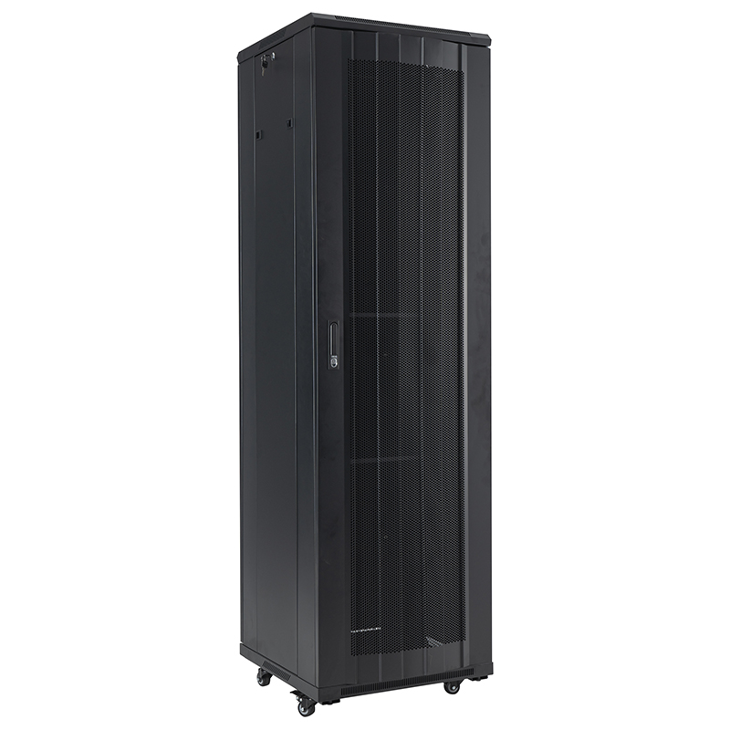 Armadio rack per server con anta singola anteriore in vetro/anta singola posteriore cieca 18U-42U nero