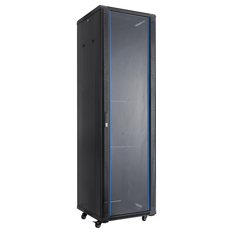 Armadio rack per server con anta singola anteriore in vetro/anta singola posteriore cieca 18U-42U nero